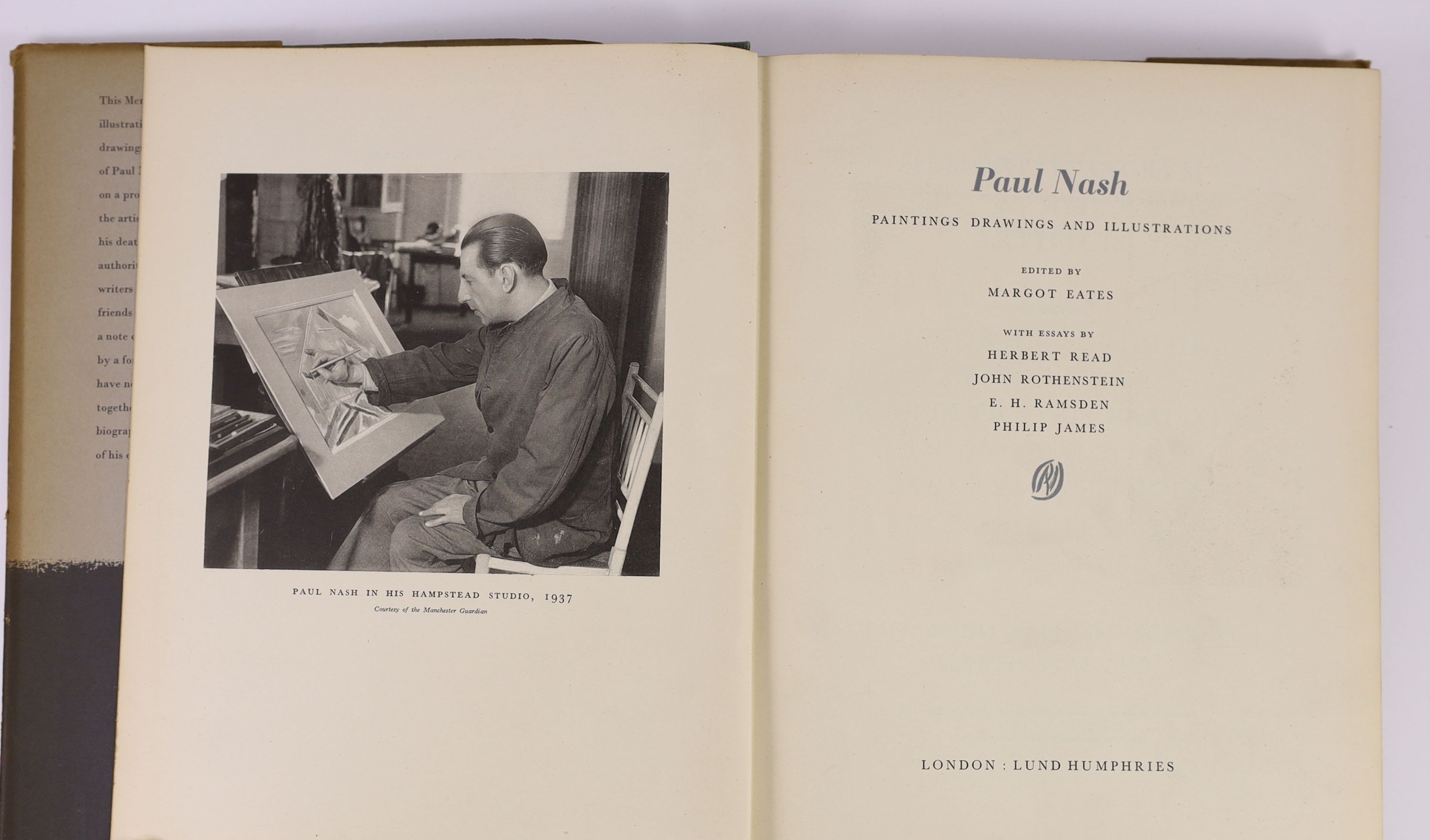 Nash, Paul - Outline. 1st ed. Complete with 3 plates, 2 being coloured, and numerous full page text illus. Publishers cloth with Letters direct on upper and spine and original illustrated d/j. 8vo Faber and Faber Limited